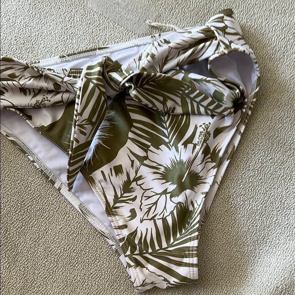 Watercolors by Kenny Flowers Olive and White Floral Bikini Bottom